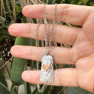 Silver Necklace with Copper Heart Pendant